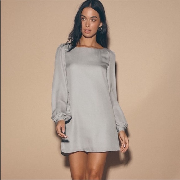 Sold///Lulus Grey Long Sleeve Dress Women’s - Picture 2 of 7